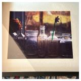 Framed Print - Mason Jars | Framed and matted print of mason jars on a windowsill - h. 13 x w. 14 x 
