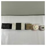 (5pc) Trinket Boxes & Piggy Bank | Collection of trinket boxes and a money-shaped piggy bank. - h. 3