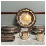 (6pc) Silver Plate Serving Pieces | Assortment of silver plate serving pieces including a creamer an