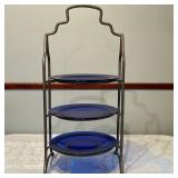 Godinger Silverplate 3-Tier Stand | Vintage Godinger silverplate three-tiered desert/plate stand wit