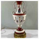 (11pc) French Art Deco Table Lamp | Louis XVI style art deco ceramic base table lamp. - h. 26 x w. 6