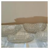 (4pc) Cut Glass Bowls | Assortment of cut glass bowls and serving pieces.
