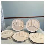 (8pc) Divided Sushi/Fondue Plates | Vintage set of 8 divided sushi/fondue plates. - dia. 9.5 in