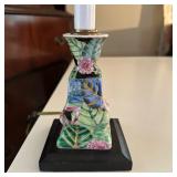 Colorful Chinoiserie Table Lamp | Table lamp featuring a chinoiserie ceramic base of hand-painted le
