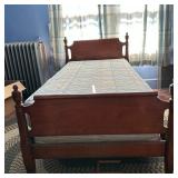 Four-Poster Twin Bed Frame | Antique Early Colonial style four poster twin-sized bed frame (mattress