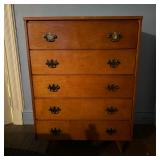 Pinewood Chest of Drawers | Mid-century modern pinewood chest of drawers with five drawers and origi