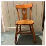 Side Chair with Heart Back Panel | Mid-century modern wooden side chair with heart carving on back p
