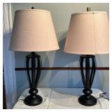 (2pc) Metal Table Lamps | Pair of metal table lamps, likely from newer Ashley Furniture "Mildred" co