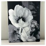 Modern Print - B&W Peony Flowers | Black and white modern print of peony flowers on stretched canvas
