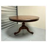 Round Kitchen Table | Large round wooden kitchen table on caster wheels. - h. 30 x dia. 47.5 in