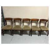(5pc) Upholstered Dining Chairs | A set of five vintage upholstered dining chairs; seat h. 19 in. - 