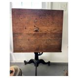 Drafting Table | Antique wooden drafting table on caster wheels; table h. 41 in. - w. 24 x d. 24 in 