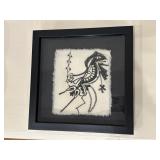 Artwork - Thread Drawing | Vintage (2007) black-and-white tribal-inspired thread drawing (quilt) in 
