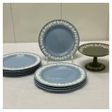 (9pc) Wedgwood Plates & Cakestand | Cakestand: 6 in. x 3.5 in. Plates: 8 in.