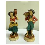 (2pc) Borghese Chalkware Figurines | Vintage Borghese Chalkware figurines of boy & girl (Made in Ita
