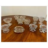 (11pc) Flint Glass Master Salt Cellars & Others | Vintage flint glass master salt cellars and other 