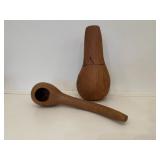 (2pc) Dried Gourd Items | Spoon: l. 13 in. x w. 3 in. Gourd: h. 12 in. x 6 in. base.