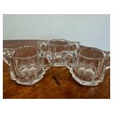 (3pc) Crystal Sugar Bowls | Vintage cut crystal sugar bowls with side handles. - h. 3 x w. 5.5 in