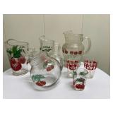"Garden" Motif Glassware | Glassware with "garden" (tomatoes, florals, etc.) motifs including: 4 pit