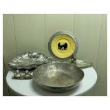 (6pc) Misc. Tinware | Miscellaneous tinware including: Salt & pepper shakers, Serving bowls, Relish 