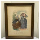 Artwork - Fashion Lithograph | Antique fashion print "Miroir des Modes" lithograph in frame. - h. 16