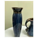 (2pc) Artisinal Pottery | Vase: h. 12 in. Pitcher: h. 8.5 in.