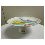 Seymour Mann Cake Plate | Vintage Seymour Mann "Water Lily" patterned cake plate on pedestal - h. 4.
