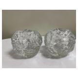 (2pc) Kosta Boda Snowball Votives | Kosta Boda "Snowball" crystal votive candleholders. - h. 3 in