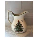 Spode Christmas Pitcher | Spode ceramic "Christmas Tree" patterned pitcher - h. 8 x w. 7 x dia. 5 in