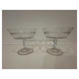 (2pc) Oversized Glass Compotes | Oversized clear glass compote glasses. - h. 6 x dia. 7 in