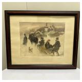 (1pc) Painting - Winter Sled | Artist painting of a winter scene, likely in Russia. Signed by artist