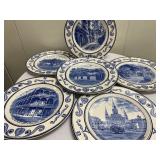 (6pc) Crown Ducal Plates | Crown Ducal "Scenes of Old New Orleans" blue and white plates (Made in En