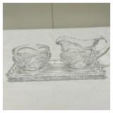 (3pc) Crystal Cream And Sugar Set | h. 3 x w. 7 in