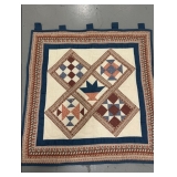 Hanging Quilt | Small handmade hanging quilt. - h. 35 x w. 32 in (with tab)
