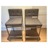 (2pc) Counter-Height Stools | Counter-height stools with gray cushions and chrome frame; seat h. 26 