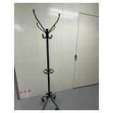 Iron Coat & Cane Rack | Iron coat rack and lower umbrella/cane holder. - h. 72 x w. 13 in