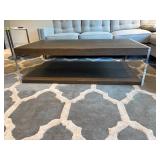 Wood & Metal Coffee Table | Wooden coffee table with metal accents. - h. 17 x w. 58 x d. 32 in