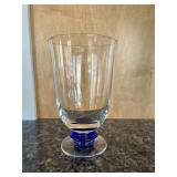 Denby Glasses | Denby "Magnum Blue" drinking glasses with blue details at the base.