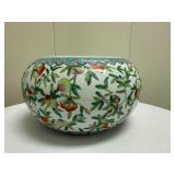 Floral Cachepot | Floral patterned cachepot with Asian-inspired motif (Marked on bottom) - h. 7 x di