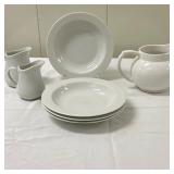 (7pc) Arzberg Breakfast Set | 4 Arzberg bowls: dia. 9 in. (Made in Germany) BIA Creamer: h. 5 in. (M