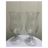 (2pc) Glass Hurricanes | Large glass hurricanes. - h. 17 x w. 7 in (at base)