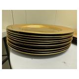 (14pc) Gibson Gold Charger Plates | 10 Gibson gold chargers. 4 Unmarked gold chargers (Made in China
