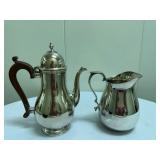 Reed & Barton Tea Set | Reed & Barton silverplate creamer (6 in.) and English silverplate (unmarked)