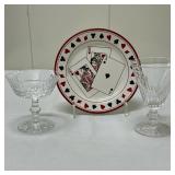 (3pc) Tiffany & Co. Card Plate And 2 Waterford Glasses | Plate 8.25 Taller Glass 5.75 Smaller Glass 