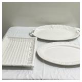 (3pc) Oval Serving Platters | Oval: 13.5 in. x 18 in. Handled: 22 in. x 15.5 in. Rectangular: 18 in.