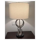 (2pc) Marble & Metal Table Lamps | Metal lamps with black marble base and silver accents. - h. 27.5 
