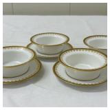 (7pc) Limoges Custard Cups | Bowl: dia. 4 in. x 1.5 in. Saucer: dia. 5 in.