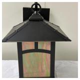 (1pc) Restoration Hardware Sconce | Restoration Hardware "Madera II" lantern sconce in bronze.