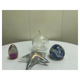 Misc. Paperweights | Miscellaneous paperweights including: Starfish-shaped glass paperweight Egg-sha