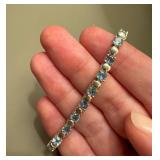 (1pc) Sterling And Aquamarine Bracelet | Marked 926 - w. 7.5 in